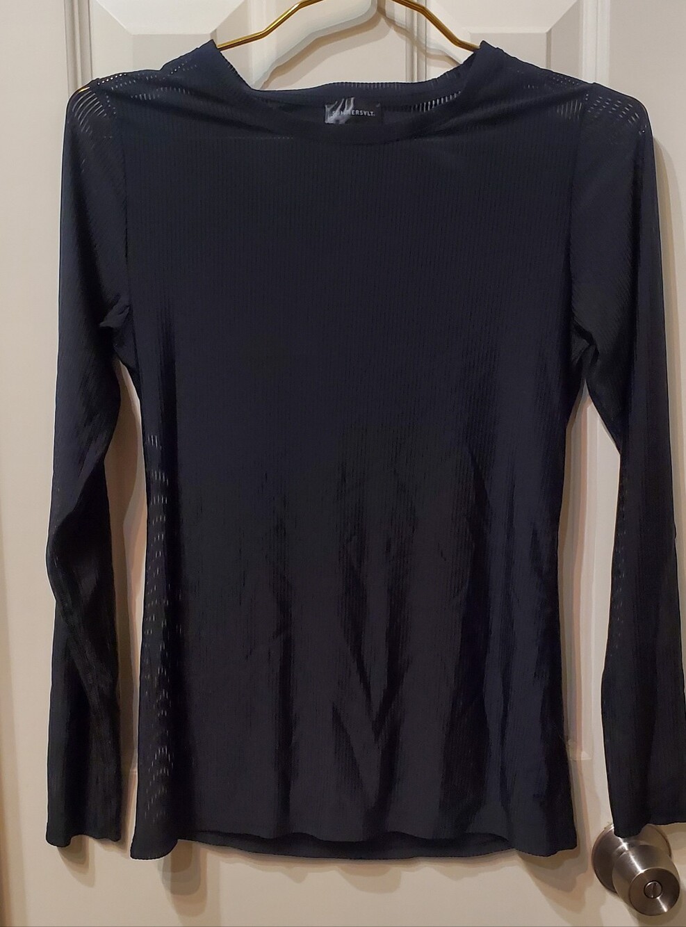 Summersalt Black Long Sleeve Ribbed Crewneck Top Size Medium